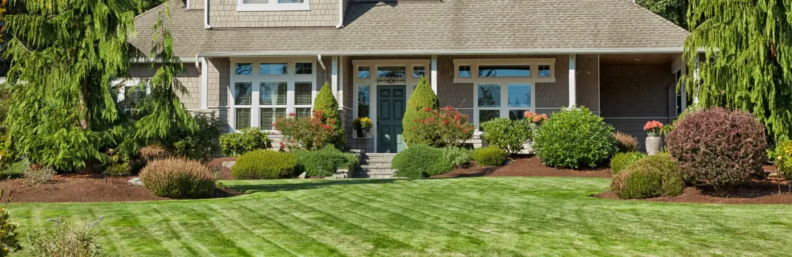Nice home with green healthy front lawn